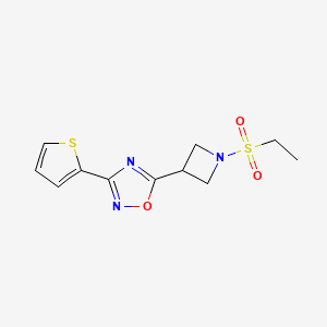 molecular formula C11H13N3O3S2 B2439747 5-(1-(乙磺酰基)氮杂环丁-3-基)-3-(噻吩-2-基)-1,2,4-恶二唑 CAS No. 1327574-80-0