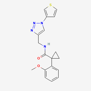 molecular formula C18H18N4O2S B2439754 1-(2-methoxyphenyl)-N-((1-(thiophen-3-yl)-1H-1,2,3-triazol-4-yl)methyl)cyclopropanecarboxamide CAS No. 2034386-39-3