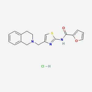 molecular formula C18H18ClN3O2S B2439764 N-(4-((3,4-dihydroisoquinolin-2(1H)-yl)methyl)thiazol-2-yl)furan-2-carboxamide hydrochloride CAS No. 1215419-77-4