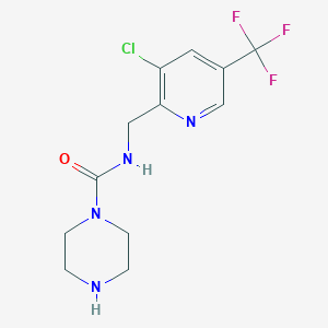molecular formula C12H14ClF3N4O B2439773 N-{[3-chloro-5-(trifluoromethyl)pyridin-2-yl]methyl}piperazine-1-carboxamide CAS No. 2061170-87-2