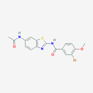 molecular formula C17H14BrN3O3S B243978 N-[6-(acetylamino)-1,3-benzothiazol-2-yl]-3-bromo-4-methoxybenzamide 