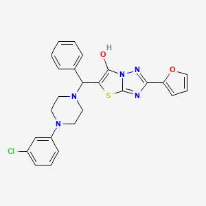 molecular formula C25H22ClN5O2S B2439787 5-((4-(3-Chlorophenyl)piperazin-1-yl)(phenyl)methyl)-2-(furan-2-yl)thiazolo[3,2-b][1,2,4]triazol-6-ol CAS No. 887219-69-4
