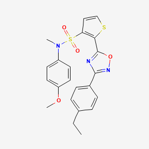 molecular formula C22H21N3O4S2 B2439788 2-[3-(4-ethylphenyl)-1,2,4-oxadiazol-5-yl]-N-(4-methoxyphenyl)-N-methylthiophene-3-sulfonamide CAS No. 1207030-63-4
