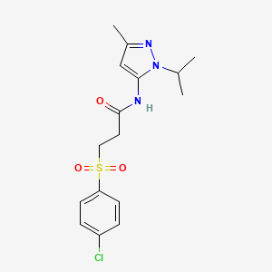 molecular formula C16H20ClN3O3S B2439791 3-((4-chlorophenyl)sulfonyl)-N-(1-isopropyl-3-methyl-1H-pyrazol-5-yl)propanamide CAS No. 1171714-51-4
