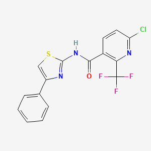 6-chloro-N-(4-phenyl-1,3-thiazol-2-yl)-2-(trifluoromethyl)pyridine-3-carboxamide