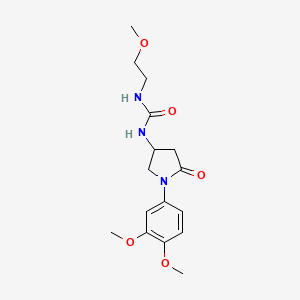 molecular formula C16H23N3O5 B2439802 1-(1-(3,4-二甲氧基苯基)-5-氧代吡咯烷-3-基)-3-(2-甲氧基乙基)脲 CAS No. 877641-33-3