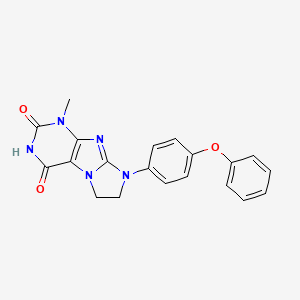 molecular formula C20H17N5O3 B2439804 1-Methyl-8-(4-phenoxyphenyl)-1,3,5-trihydroimidazolidino[1,2-h]purine-2,4-dion e CAS No. 879461-91-3