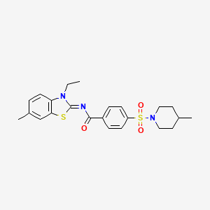 (E)-N-(3-ethyl-6-methylbenzo[d]thiazol-2(3H)-ylidene)-4-((4-methylpiperidin-1-yl)sulfonyl)benzamide