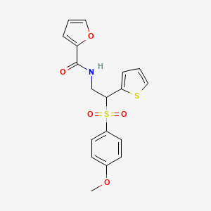 molecular formula C18H17NO5S2 B2439818 N-[2-[(4-甲氧基苯基)磺酰]-2-(2-噻吩基)乙基]-2-呋酰胺 CAS No. 946285-50-3
