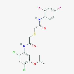 molecular formula C19H18Cl2F2N2O3S B2439822 2-{[2-(2,4-dichloro-5-isopropoxyanilino)-2-oxoethyl]sulfanyl}-N-(2,4-difluorophenyl)acetamide CAS No. 341964-62-3