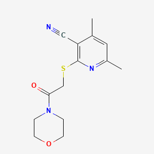 molecular formula C14H17N3O2S B2439829 4,6-二甲基-2-((2-吗啉-2-氧代乙基)硫代)烟腈 CAS No. 309741-51-3