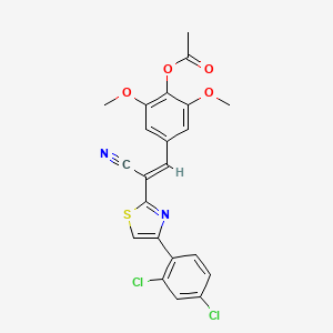molecular formula C22H16Cl2N2O4S B2439841 (E)-4-(2-cyano-2-(4-(2,4-dichlorophenyl)thiazol-2-yl)vinyl)-2,6-dimethoxyphenyl acetate CAS No. 683250-48-8