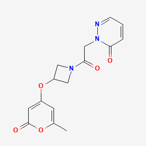 molecular formula C15H15N3O5 B2439842 2-(2-(3-((6-methyl-2-oxo-2H-pyran-4-yl)oxy)azetidin-1-yl)-2-oxoethyl)pyridazin-3(2H)-one CAS No. 2097869-30-0