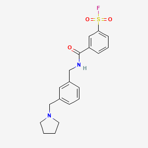 molecular formula C19H21FN2O3S B2439844 3-[[3-(Pyrrolidin-1-ylmethyl)phenyl]methylcarbamoyl]benzenesulfonyl fluoride CAS No. 2249218-32-2