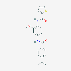 molecular formula C22H22N2O3S B243986 N-{4-[(4-isopropylbenzoyl)amino]-2-methoxyphenyl}-2-thiophenecarboxamide 