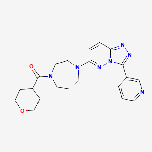 molecular formula C21H25N7O2 B2439860 Oxan-4-yl-[4-(3-pyridin-3-yl-[1,2,4]triazolo[4,3-b]pyridazin-6-yl)-1,4-diazepan-1-yl]methanone CAS No. 2380080-32-8