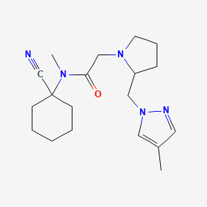 molecular formula C19H29N5O B2439861 N-(1-cyanocyclohexyl)-N-methyl-2-{2-[(4-methyl-1H-pyrazol-1-yl)methyl]pyrrolidin-1-yl}acetamide CAS No. 1355914-24-7