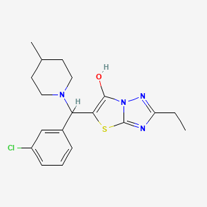 molecular formula C19H23ClN4OS B2439869 5-((3-Chlorophenyl)(4-methylpiperidin-1-yl)methyl)-2-ethylthiazolo[3,2-b][1,2,4]triazol-6-ol CAS No. 898361-77-8