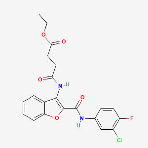 Ethyl 4-((2-((3-chloro-4-fluorophenyl)carbamoyl)benzofuran-3-yl)amino)-4-oxobutanoate