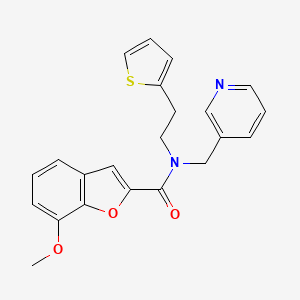molecular formula C22H20N2O3S B2439884 7-methoxy-N-(pyridin-3-ylmethyl)-N-(2-(thiophen-2-yl)ethyl)benzofuran-2-carboxamide CAS No. 1396852-40-6