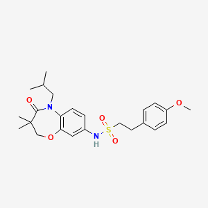 molecular formula C24H32N2O5S B2439886 8-[(2-(4-甲氧基苯基)乙磺酰胺)甲基]-5-异丁基-3,3-二甲基-4-氧代-2,3,4,5-四氢苯并[b][1,4]恶杂环庚因 CAS No. 921993-57-9