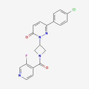 molecular formula C19H14ClFN4O2 B2439889 6-(4-Chlorophenyl)-2-[1-(3-fluoropyridine-4-carbonyl)azetidin-3-yl]pyridazin-3-one CAS No. 2380085-77-6