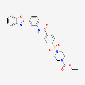 molecular formula C27H26N4O6S B2439891 Ethyl 4-((4-((3-(benzo[d]oxazol-2-yl)phenyl)carbamoyl)phenyl)sulfonyl)piperazine-1-carboxylate CAS No. 361174-53-0