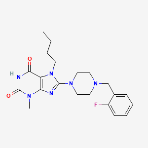 molecular formula C21H27FN6O2 B2439904 7-丁基-8-(4-(2-氟苄基)哌嗪-1-基)-3-甲基-1H-嘌呤-2,6(3H,7H)-二酮 CAS No. 898437-24-6