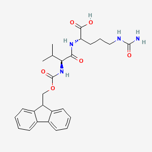 molecular formula C26H32N4O6 B2439906 (S)-2-((S)-2-((((9H-Fluoren-9-YL)methoxy)carbonyl)amino)-3-methylbutanamido)-5-ureidopentanoic acid CAS No. 159858-21-6