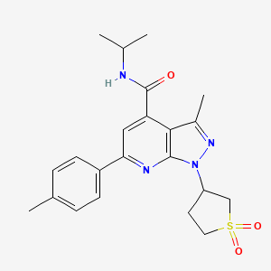 molecular formula C22H26N4O3S B2439913 1-(1,1-dioxidotetrahydrothiophen-3-yl)-N-isopropyl-3-methyl-6-(p-tolyl)-1H-pyrazolo[3,4-b]pyridine-4-carboxamide CAS No. 1021224-33-8