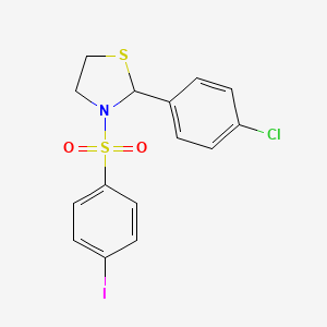 molecular formula C15H13ClINO2S2 B2439930 2-(4-氯苯基)-3-((4-碘苯基)磺酰)噻唑啉 CAS No. 497234-89-6