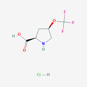 molecular formula C6H9ClF3NO3 B2439935 (2R,4R)-4-(三氟甲氧基)吡咯烷-2-羧酸盐酸盐 CAS No. 2225126-71-4