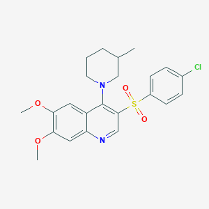 molecular formula C23H25ClN2O4S B2439947 3-((4-Chlorophenyl)sulfonyl)-6,7-dimethoxy-4-(3-methylpiperidin-1-yl)quinoline CAS No. 866897-15-6