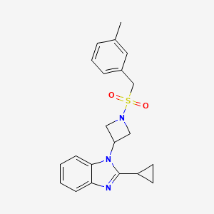 molecular formula C21H23N3O2S B2439948 2-Cyclopropyl-1-[1-[(3-methylphenyl)methylsulfonyl]azetidin-3-yl]benzimidazole CAS No. 2379997-31-4