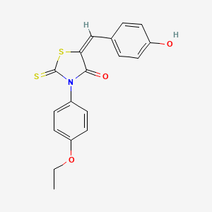 molecular formula C18H15NO3S2 B2439953 (5E)-3-(4-ethoxyphenyl)-5-[(4-hydroxyphenyl)methylidene]-2-sulfanylidene-1,3-thiazolidin-4-one CAS No. 300817-91-8