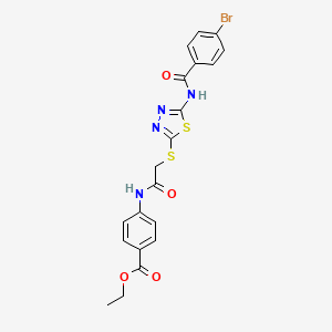 molecular formula C20H17BrN4O4S2 B2439955 4-(2-((5-(4-溴苯甲酰胺)-1,3,4-噻二唑-2-基)硫代)乙酰氨基)苯甲酸乙酯 CAS No. 392293-16-2