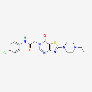 molecular formula C19H21ClN6O2S B2439964 N-(4-chlorophenyl)-2-[2-(4-ethylpiperazin-1-yl)-7-oxo[1,3]thiazolo[4,5-d]pyrimidin-6(7H)-yl]acetamide CAS No. 951575-10-3