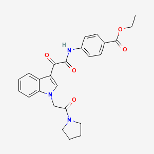 ethyl 4-(2-oxo-2-(1-(2-oxo-2-(pyrrolidin-1-yl)ethyl)-1H-indol-3-yl)acetamido)benzoate
