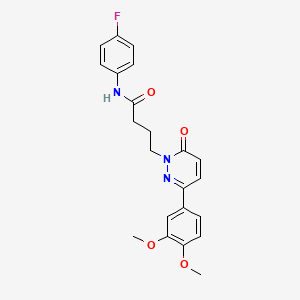 molecular formula C22H22FN3O4 B2439967 4-(3-(3,4-二甲氧基苯基)-6-氧代哒嗪-1(6H)-基)-N-(4-氟苯基)丁酰胺 CAS No. 952990-72-6