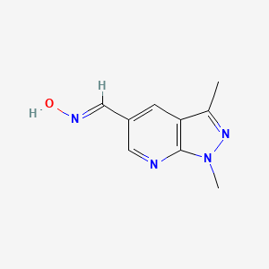molecular formula C9H10N4O B2439974 (NE)-N-[(1,3-dimethylpyrazolo[3,4-b]pyridin-5-yl)methylidene]hydroxylamine CAS No. 2413937-15-0