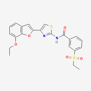 molecular formula C22H20N2O5S2 B2439987 N-(4-(7-ethoxybenzofuran-2-yl)thiazol-2-yl)-3-(ethylsulfonyl)benzamide CAS No. 921871-46-7