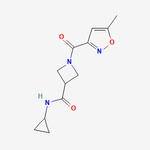 molecular formula C12H15N3O3 B2439990 N-cyclopropyl-1-(5-methylisoxazole-3-carbonyl)azetidine-3-carboxamide CAS No. 1351644-30-8