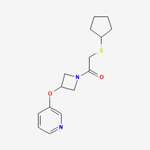 molecular formula C15H20N2O2S B2439991 2-(环戊基硫基)-1-(3-(吡啶-3-氧基)氮杂环丁-1-基)乙酮 CAS No. 1904172-15-1