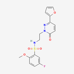 molecular formula C17H16FN3O5S B2440004 5-氟-N-(2-(3-(呋喃-2-基)-6-氧代哒嗪-1(6H)-基)乙基)-2-甲氧基苯磺酰胺 CAS No. 946212-33-5