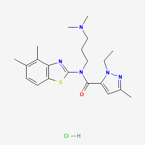 molecular formula C21H30ClN5OS B2440015 N-(3-(dimethylamino)propyl)-N-(4,5-dimethylbenzo[d]thiazol-2-yl)-1-ethyl-3-methyl-1H-pyrazole-5-carboxamide hydrochloride CAS No. 1323293-45-3