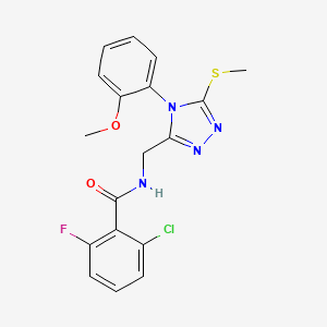 molecular formula C18H16ClFN4O2S B2440025 2-chloro-6-fluoro-N-((4-(2-methoxyphenyl)-5-(methylthio)-4H-1,2,4-triazol-3-yl)methyl)benzamide CAS No. 391933-19-0