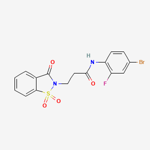 molecular formula C16H12BrFN2O4S B2440035 N-(4-bromo-2-fluorophenyl)-3-(1,1-dioxido-3-oxobenzo[d]isothiazol-2(3H)-yl)propanamide CAS No. 899996-17-9