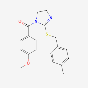 molecular formula C20H22N2O2S B2440036 (4-ethoxyphenyl)(2-((4-methylbenzyl)thio)-4,5-dihydro-1H-imidazol-1-yl)methanone CAS No. 851804-92-7