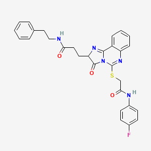 molecular formula C29H26FN5O3S B2440043 3-[5-({[(4-fluorophenyl)carbamoyl]methyl}sulfanyl)-3-oxo-2H,3H-imidazo[1,2-c]quinazolin-2-yl]-N-(2-phenylethyl)propanamide CAS No. 1042696-15-0