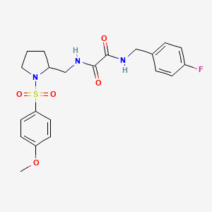 molecular formula C21H24FN3O5S B2440044 N1-(4-fluorobenzyl)-N2-((1-((4-methoxyphenyl)sulfonyl)pyrrolidin-2-yl)methyl)oxalamide CAS No. 896287-77-7
